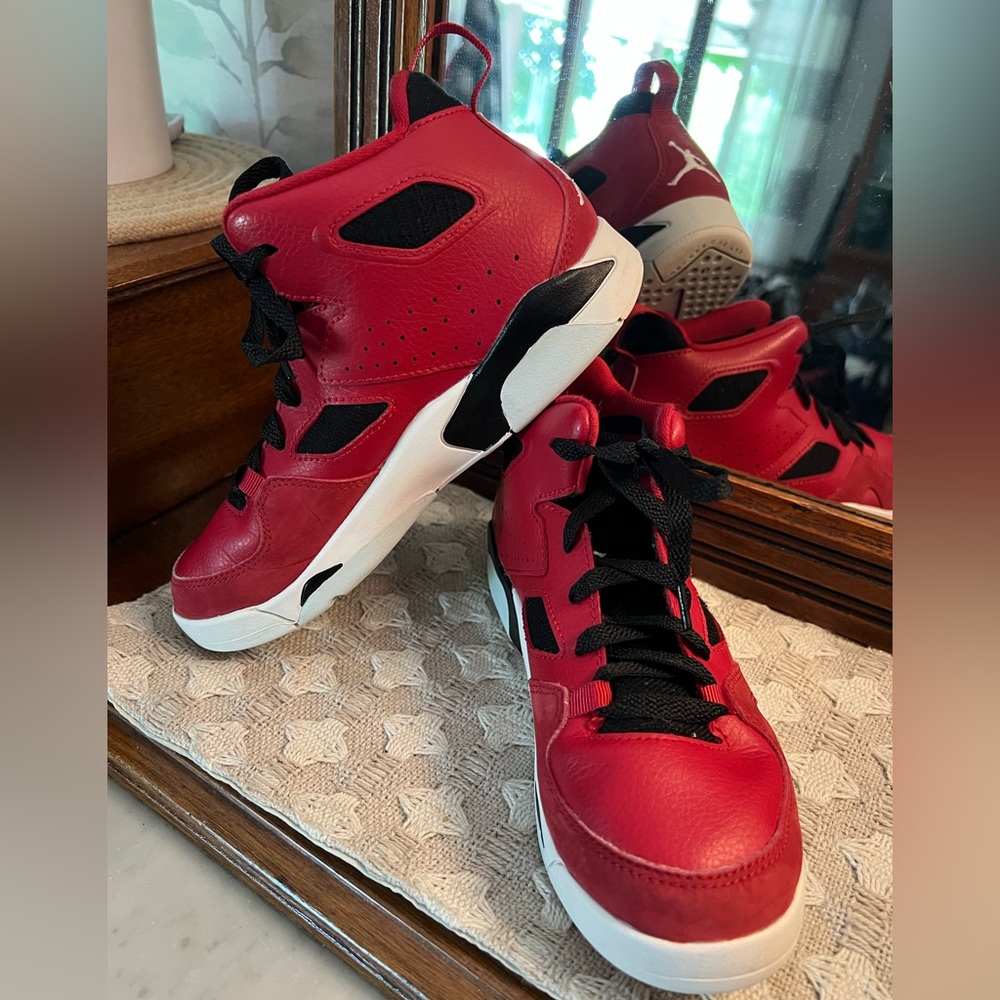 AIR JORDANFight Club '91 Mid Basketball‎ Sneakers Red Black Kid's Size 1.5Y GUC